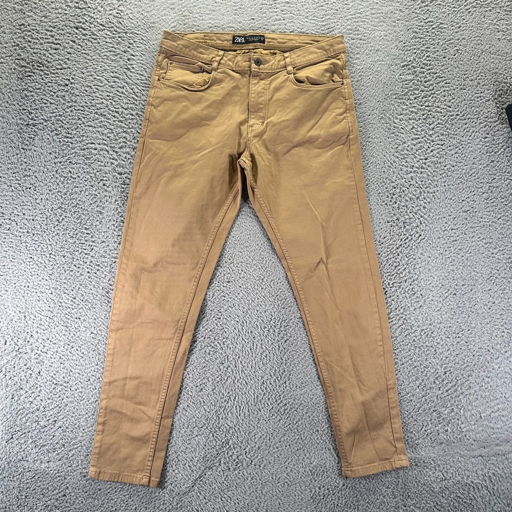 Zara Jeans Womens 32x30 brown Cotton Denim Skinny Leg Workwear Travel Stretch